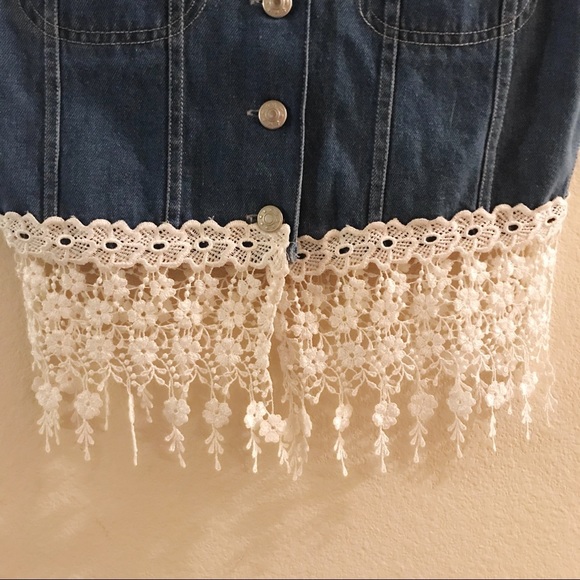 Western Lace Fringe Jean Jacket Vest ❣️ - Picture 2 of 3